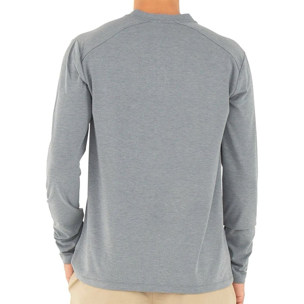 Free Fly Bamboo Flex Henley Long Sleeve Shirt Men's Size Large Grey Blue Button - Picture 2 of 11